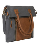 Fold Over Canvas Convertible Tote - Ash