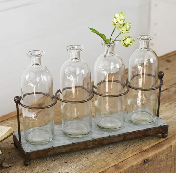 4 Bottle Vase with Tin Holder