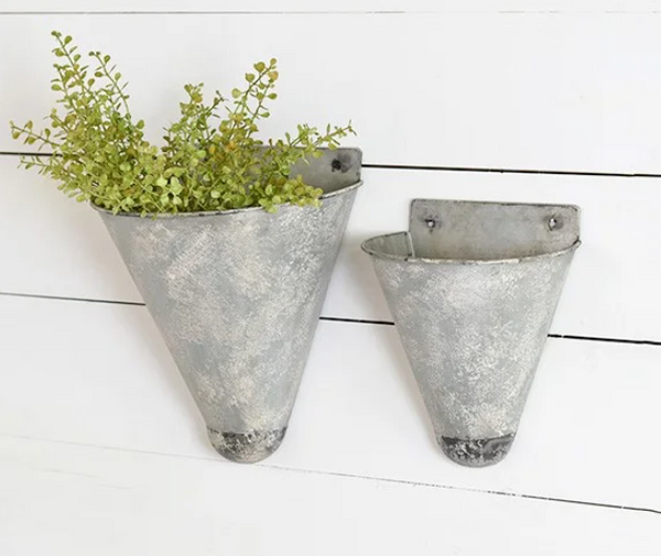 Tin Funnel Wall Planter - Large