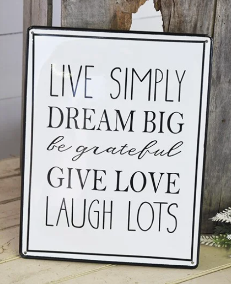 "Live Simply" Enamel Sign