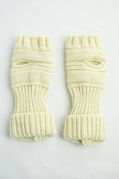 Ivory Knit Fingerless Gloves
