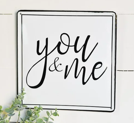 Enamel "You & Me" Sign